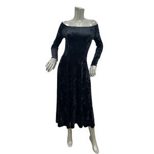 Bonnie Strauss Vintage 90s crushed velvet fit & flare dress dark brown  Size M